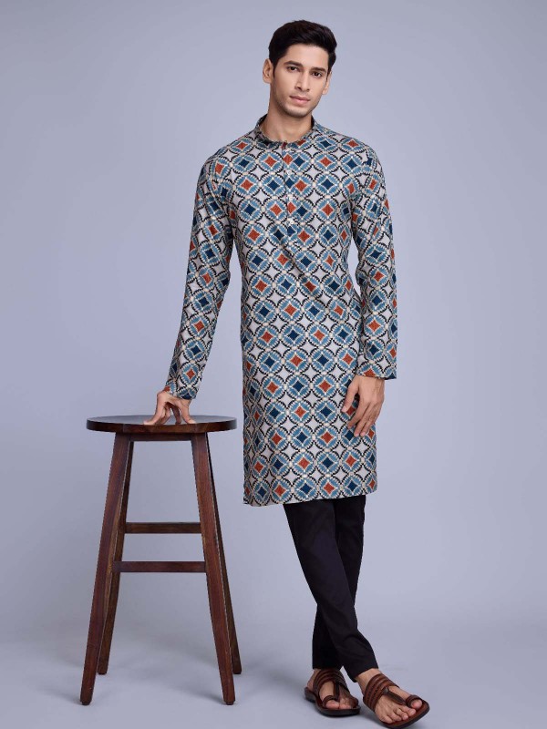 Sky Blue Rayon Readymade Kurta